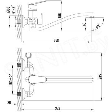 Смеситель для ванны Lemark Partner LM6553C