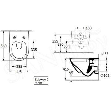 Подвесной унитаз Villeroy&Boch Subway 3.0 4670TS01 безободковый с сиденьем Soft Close