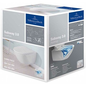 Подвесной унитаз Villeroy&Boch Subway 3.0 4670TS01 безободковый с сиденьем Soft Close