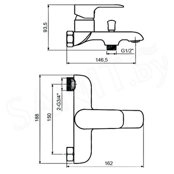 Смеситель для ванны Ahti Ivalo IL405001