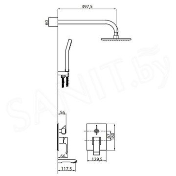 Душевая система скрытого монтажа Ahti Rauma RM405318