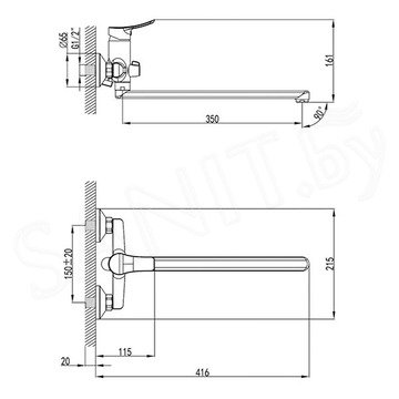 Смеситель для ванны Milardo Amplex AMPSB02M10