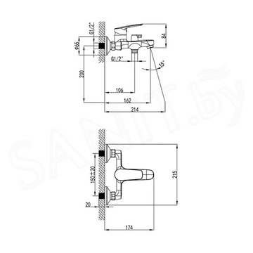 Смеситель для ванны Milardo Horizont HORSB02M02