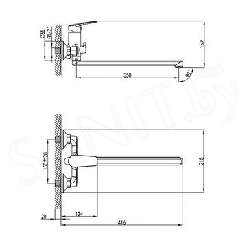 Смеситель для ванны Milardo Horizont HORSB02M10