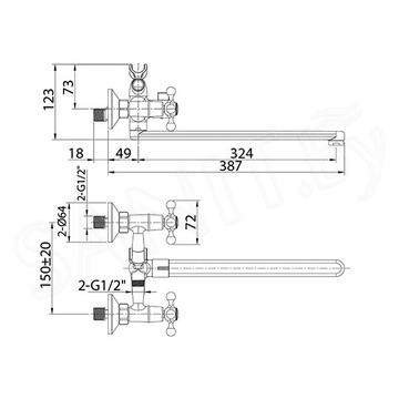 Смеситель для ванны Milardo Duplex DUPSBL2M10