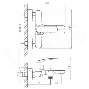 Смеситель для ванны Haiba HB60616