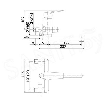 Смеситель для ванны Milardo Helic HELSB02M02