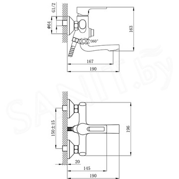Смеситель для ванны Rossinka RS43-36