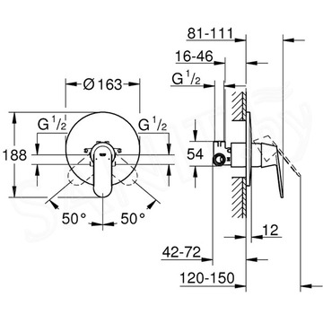 Смеситель встраиваемый Grohe Eurosmart Cosmopolitan 32880000 для душа