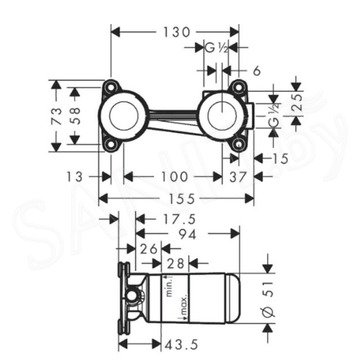 Встраиваемый механизм Hansgrohe 13622180