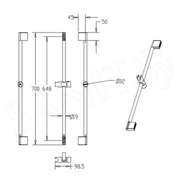 Душевая штанга Milardo Shower Bar 0807000M17 с мыльницей