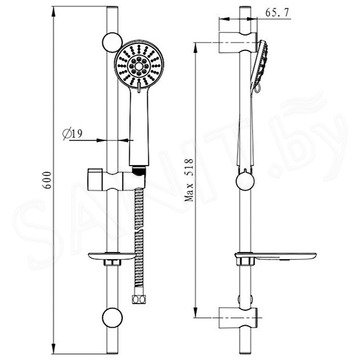 Душевой гарнитур Milardo Shower Set 3503F60M16