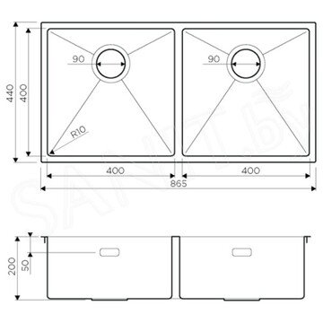 Кухонная мойка Omoikiri Taki 86-2-U/IF-IN / 86-2-U/IF-GM / 86-2-U/IF-LG