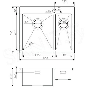 Кухонная мойка Omoikiri Akisame 60-2-IN-L