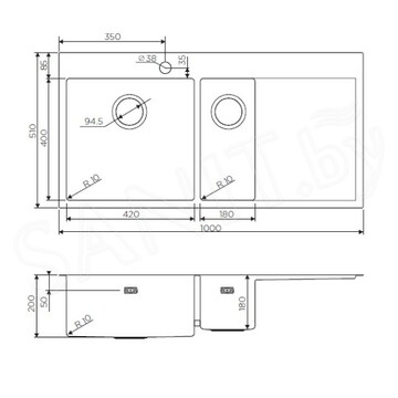 Кухонная мойка Omoikiri Akisame 100-2-IN / 100-2-GM / 100-2-LG