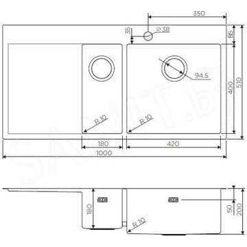 Кухонная мойка Omoikiri Akisame 100-2-IN / 100-2-GM / 100-2-LG