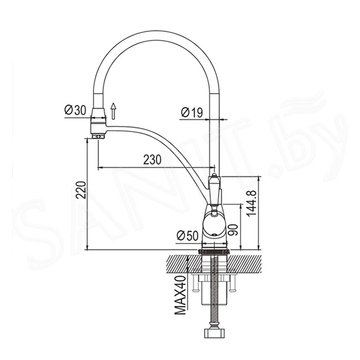 Смеситель для кухонной мойки Rose R153Q