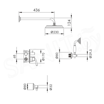 Душевая система скрытого монтажа Rose R0235H