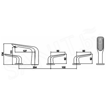 Смеситель на борт ванны Rose R1312F