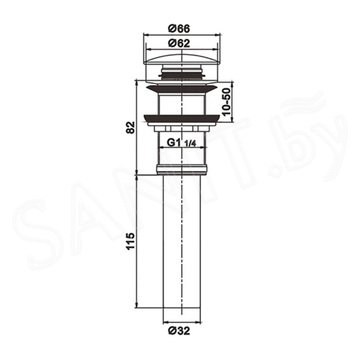 Донный клапан Rose RS11H для стеклянного умывальника