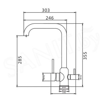 Смеситель для кухонной мойки Shevanik S268B с подключением к фильтру воды