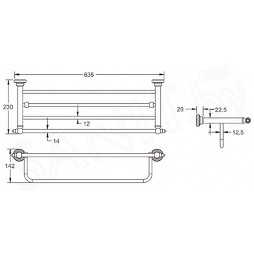 Полка для полотенец с держателем Rose RG1108