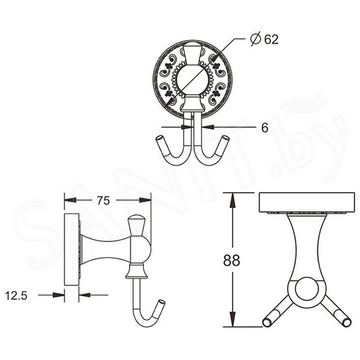 Крючок Rose RG1021Q двойной