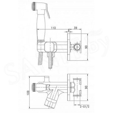 Смеситель встраиваемый Lemark Solo LM7165B / LM7165G с гигиеническим душем