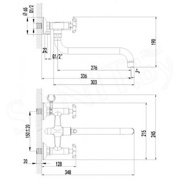 Смеситель для ванны Lemark Practica LM7551C