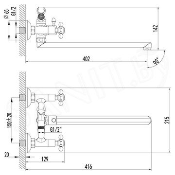 Смеситель для ванны Lemark Vista LM7651C