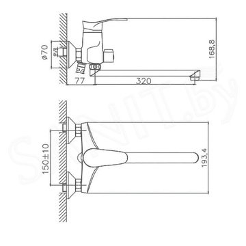 Смеситель для ванны Cron CN2201