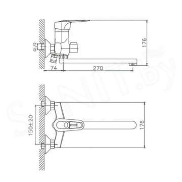 Смеситель для ванны Cron CN2204