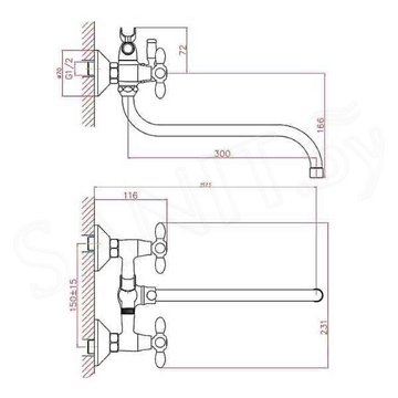 Смеситель для ванны Cron CN22127-8