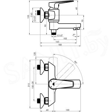 Смеситель для ванны Rubineta Deli-10/K (SW) D1PK08