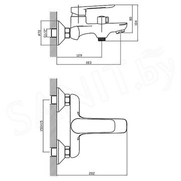 Смеситель для ванны Cron CN60521