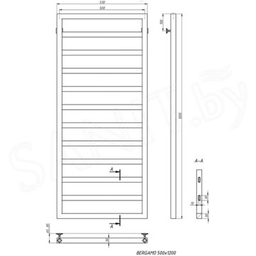 Полотенцесушитель Stinox Bergamo нижнее подключение черный матовый