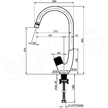 Смеситель для кухонной мойки Rubineta Swan-33 (BK) SW0068