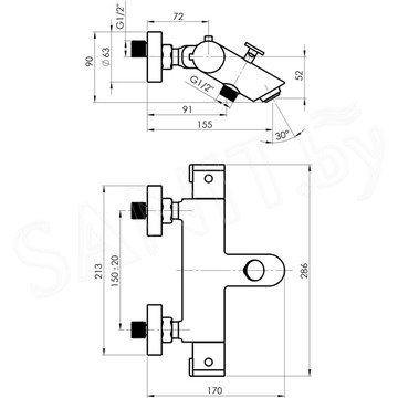 Смеситель для ванны Rubineta Thermo-10 H10008 термостатический