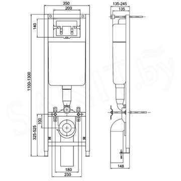 Система инсталляции для подвесного унитаза Ideal Standard W370567 с кнопкой W3708AA