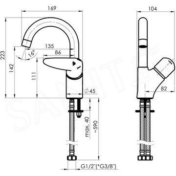 Смеситель для кухонной мойки Rubineta Static-33 (S) A30S08