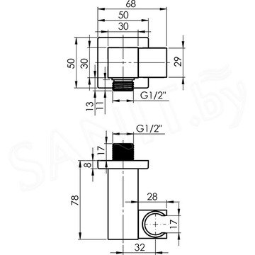 Душевая система Rubineta Thermo-2F-Olo (SQ) 625039 встраиваемая с термостатом