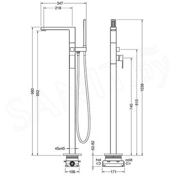 Смеситель для ванны Timo Selene 2210/17Y-CR напольный