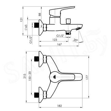 Смеситель для ванны Rubineta Uno-10/K (BK2)