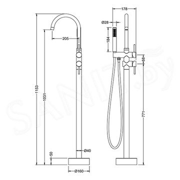 Смеситель для ванны Timo Saona 2300/00Y-CR напольный