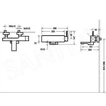 Смеситель для ванны Bravat ARC F66061C-01A-ENG