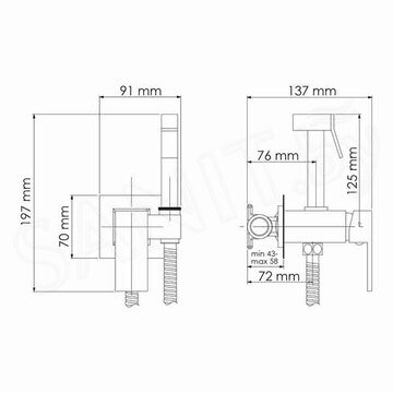 Смеситель встраиваемый WasserKraft A71138 с гигиеническим душем