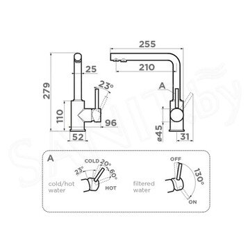 Смеситель для кухонной мойки Omoikiri Nakagawa 2 Plus-BN / 2 Plus-C с подключением к фильтру воды