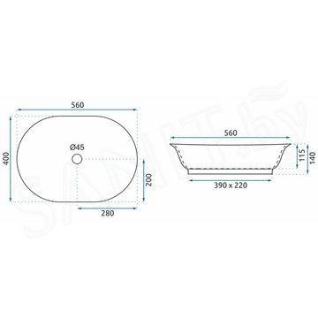 Умывальник Rea Roma Marble REA-U5609