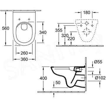 Подвесной унитаз Villeroy&Boch O.novo 5660HR01 безободковый с сиденьем Soft Close