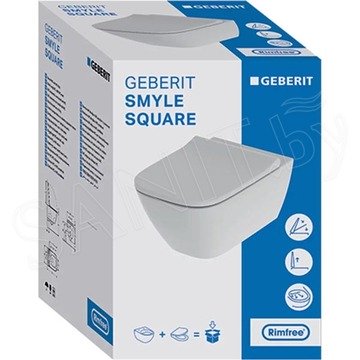 Подвесной унитаз Geberit Smyle Square Rimfree 500.683.00.2 с сиденьем SoftClose